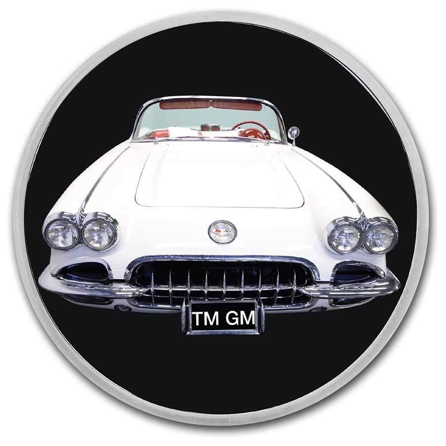 RED 1959 Corvette Die Cast Set w/Two 1 Oz .999 Silver Round Coins